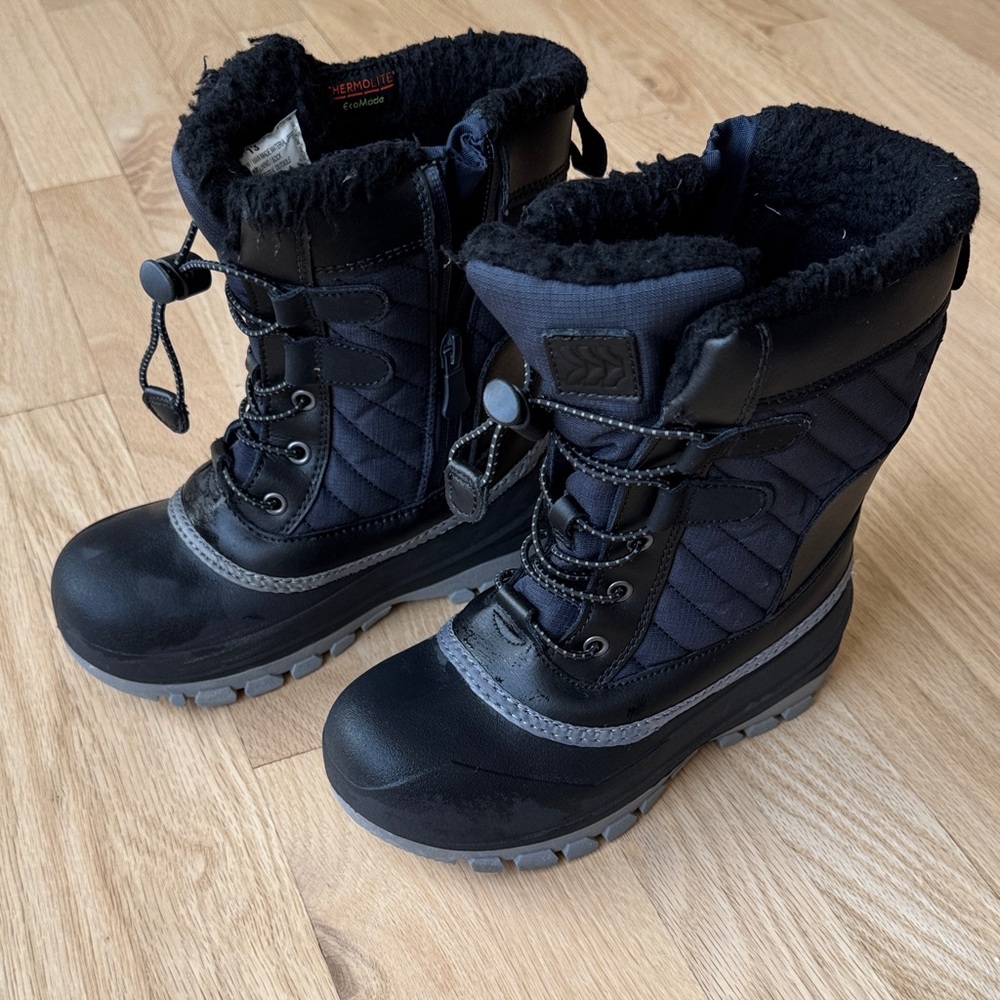 Cozy Black and Navy Kids Winter Boots